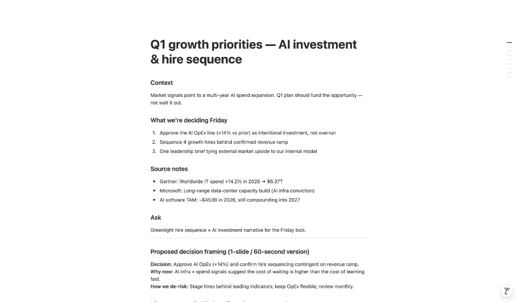 Notion: Q1 growth priorities — AI investment and hire sequence